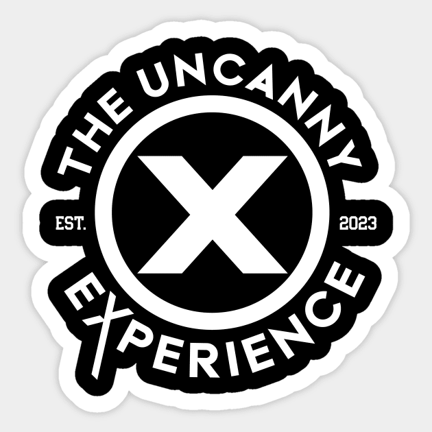 Uncanny in White Sticker by The Uncanny Experience